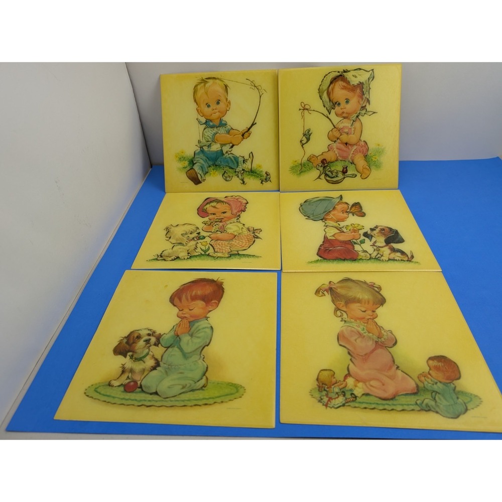 Vintage 1962 Pete Hawley Crofton Wall Plaque Lot 6 Nursery Baby Boy Puppy Dog